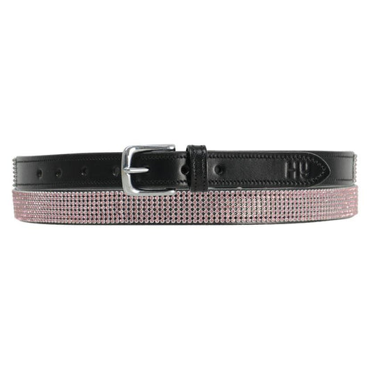 Hy Black/Pink Sparkle Leather Belt
