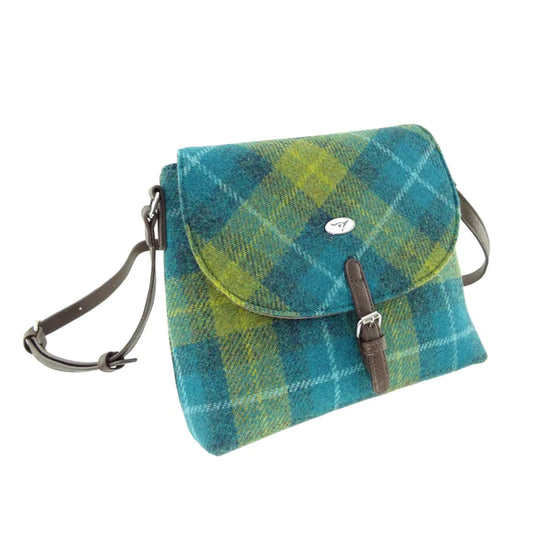 Harris Tweed 'torridon' Sea Blue/Green Tweed Shoulder Bag