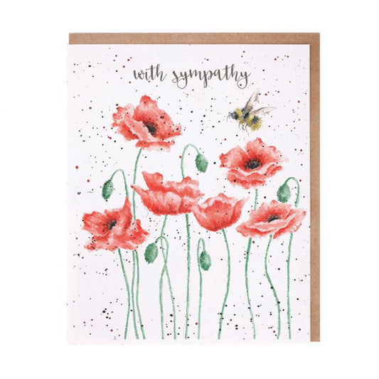 Wrendale 'Poppies And Bee' Sympathy Card