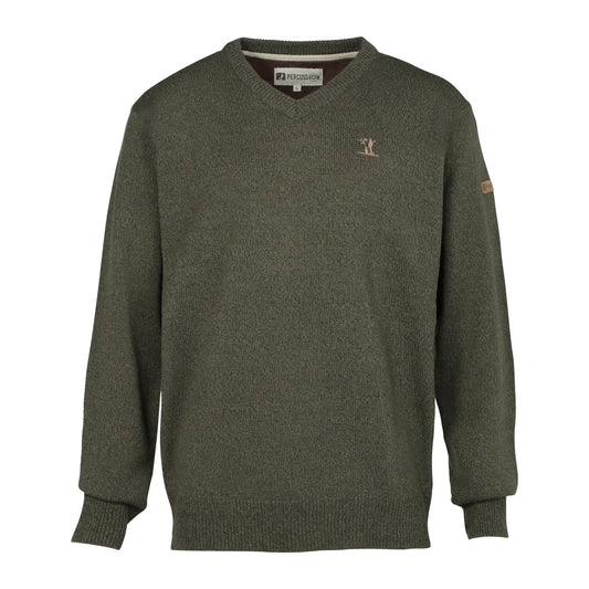 Percussion Khaki V-Neck Hunting Sweater