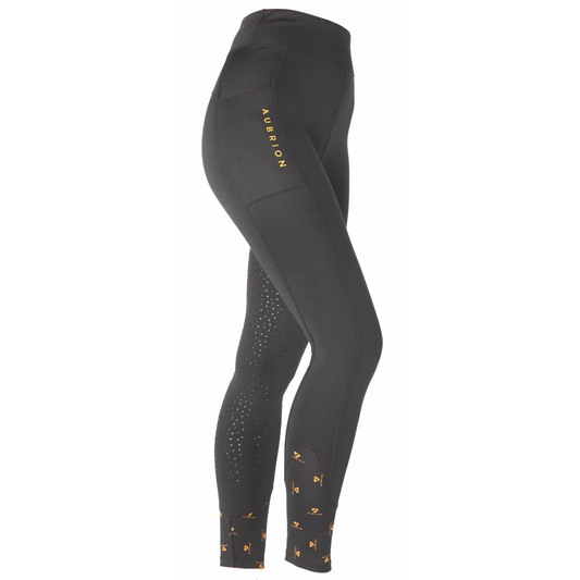 Shires Aubrion Porter Jet Black Winter Riding Tights