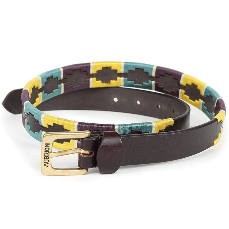 Shires Aubrion Drover Polo Belt Yellow/green/purple