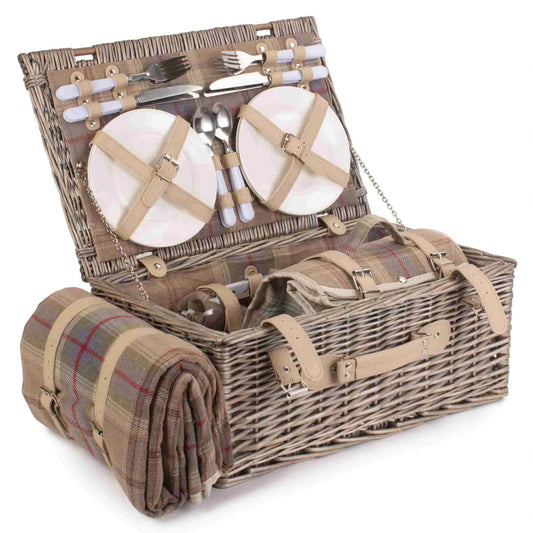 4 Person Lavender Tartan Hamper.