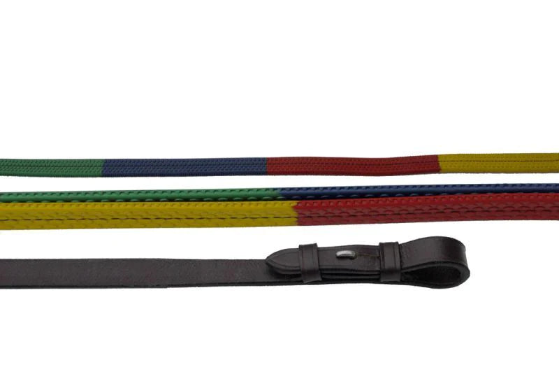 Windsor Multi Coloured Leather Rubber Covered Reins