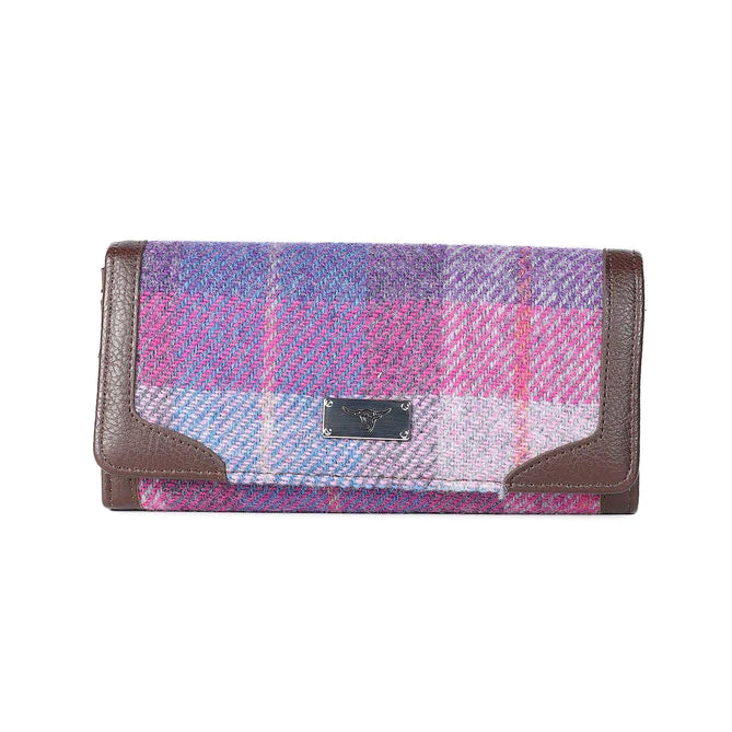 Harris Tweed 'bute' Pink/Purple Tweed Long Purse