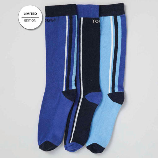 Toggi Eco Stripe 3 Pack Socks Azure/mink/sky 4-8