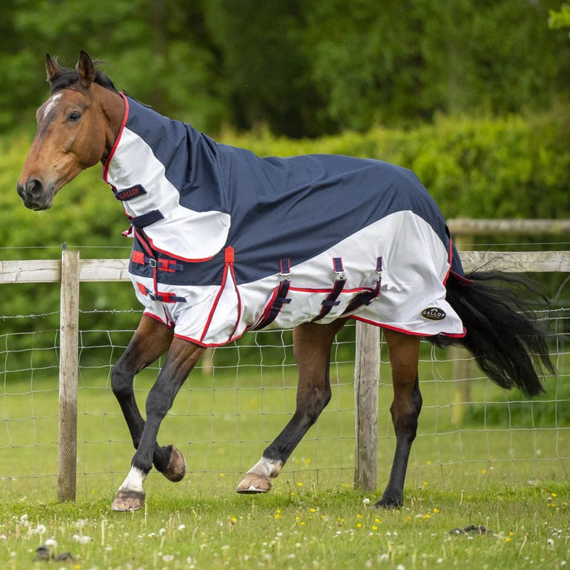 Gallop Trojan 2in1 Combo Turnout /fly Rug Navy White .