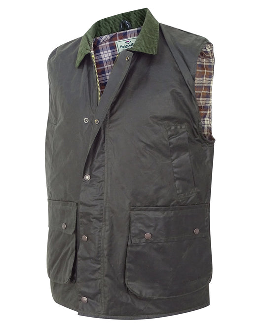 Hoggs Of Fife Olive Padded Waxed Waistcoat