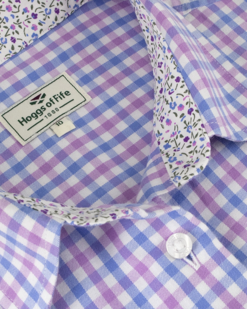 Hoggs Of Fife Becky II Pink/Blue Ladies Cotton Check Shirt