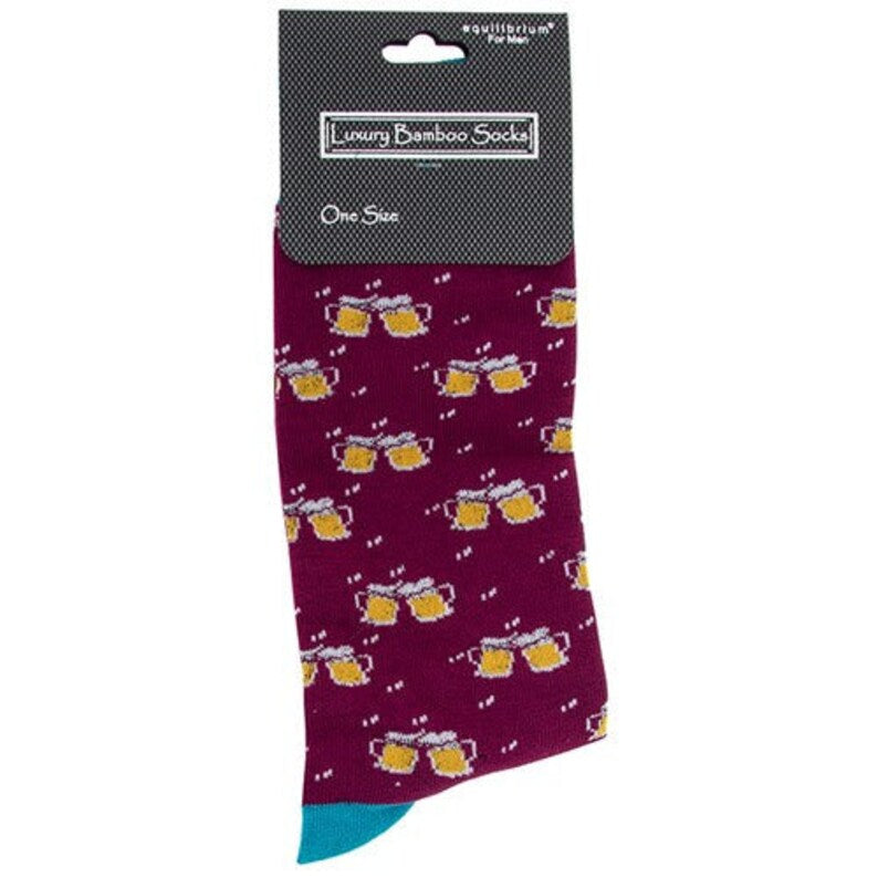 Equilibrium Mens Burgundy Cheers Socks