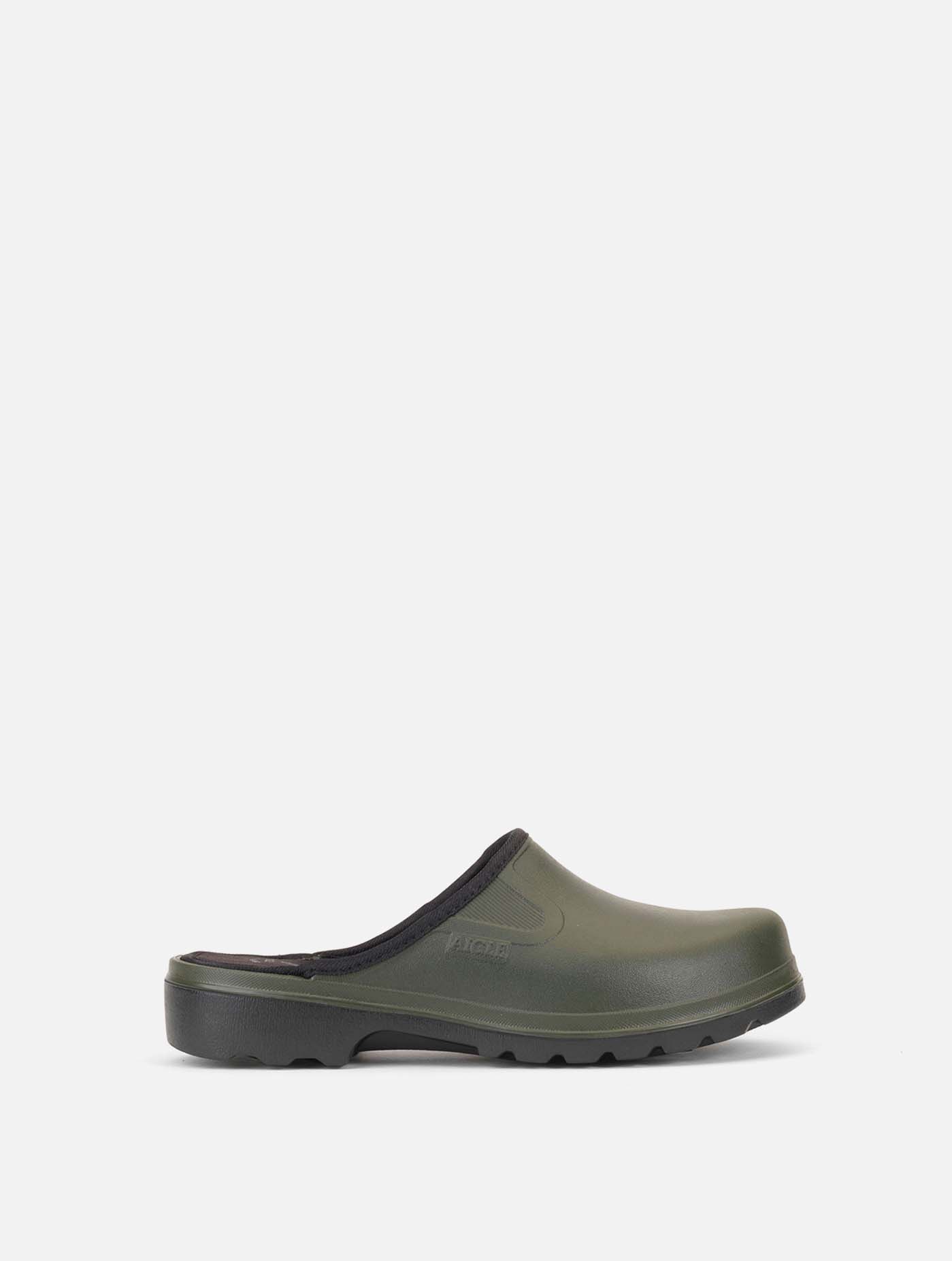 Aigle Khaki Noir Open Backed Garden Shoes.