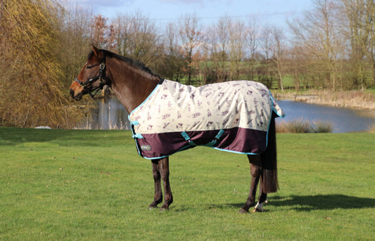 Thelwell Storm X 100 Turnout Rug Colour Beige/aubigine/aquatic