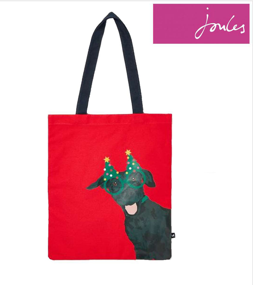 JOULES 215059 LULU SHOPPER BAG RED XMAS DOG