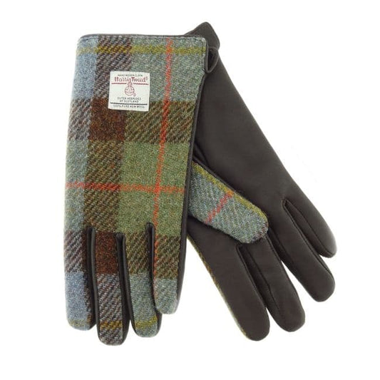 Harris Tweed & Leather Ladies Macleod Tweed Gloves - Small