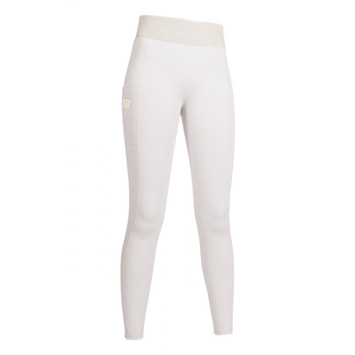 Hkm Lavender Bay Silicone White Full Seat Riding Leggings