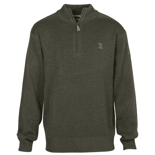 Percussion Kharki Embroidered Hunting 1/4 Zip Sweater