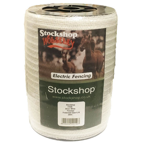 WOLSELEY Stockshop Electric Fencing Polytape 200M x 20MM - White