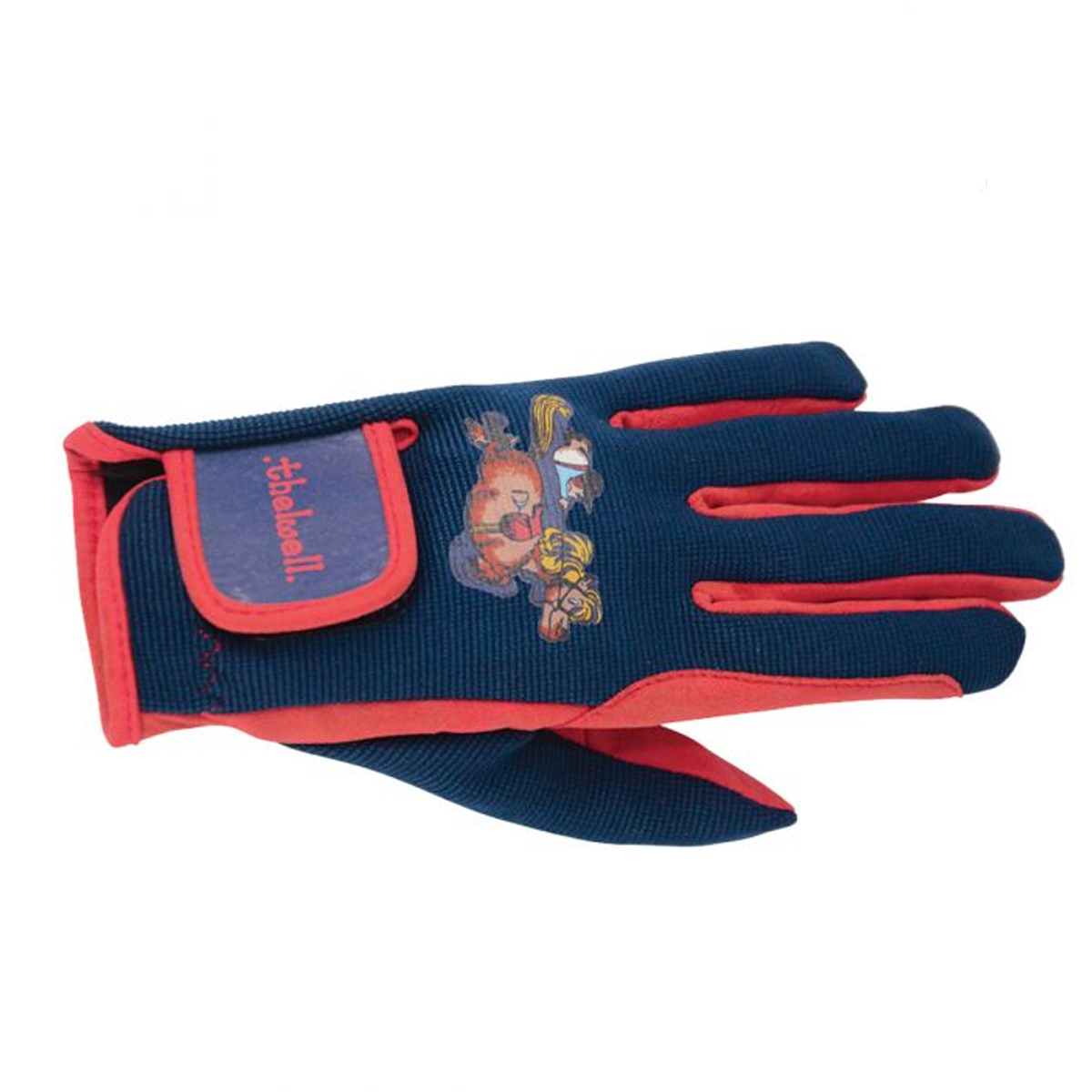 Hy Equestrian Childrens Thelwell Collection Navy/Red Gloves