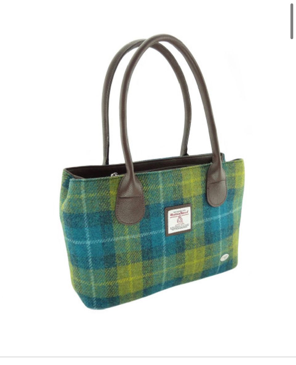 Harris Tweed 'cassley' Sea Blue/Green Tartan Classic Handbag